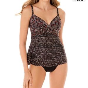 NWT Miraclesuit 10 Bronze and Black Tankini Top